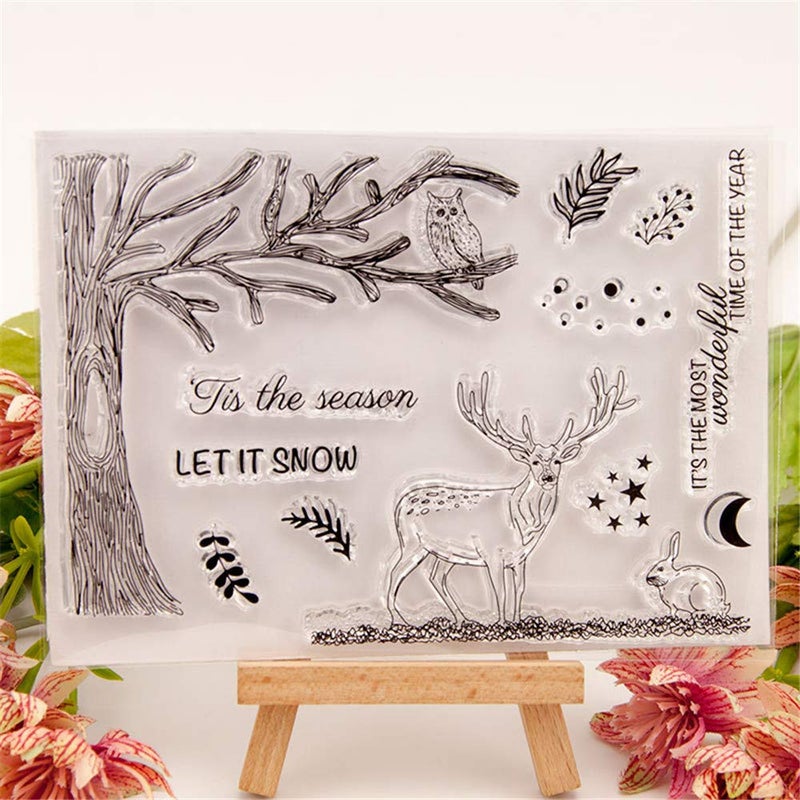 arriettycraft Christmas Elk Clear Stamps for Card Making or Journaling, Tis The Season Deer Tree Owl Rubber Stamps for Journals Album Scrapbooking Paper Crafts Decoratiion - Image 5